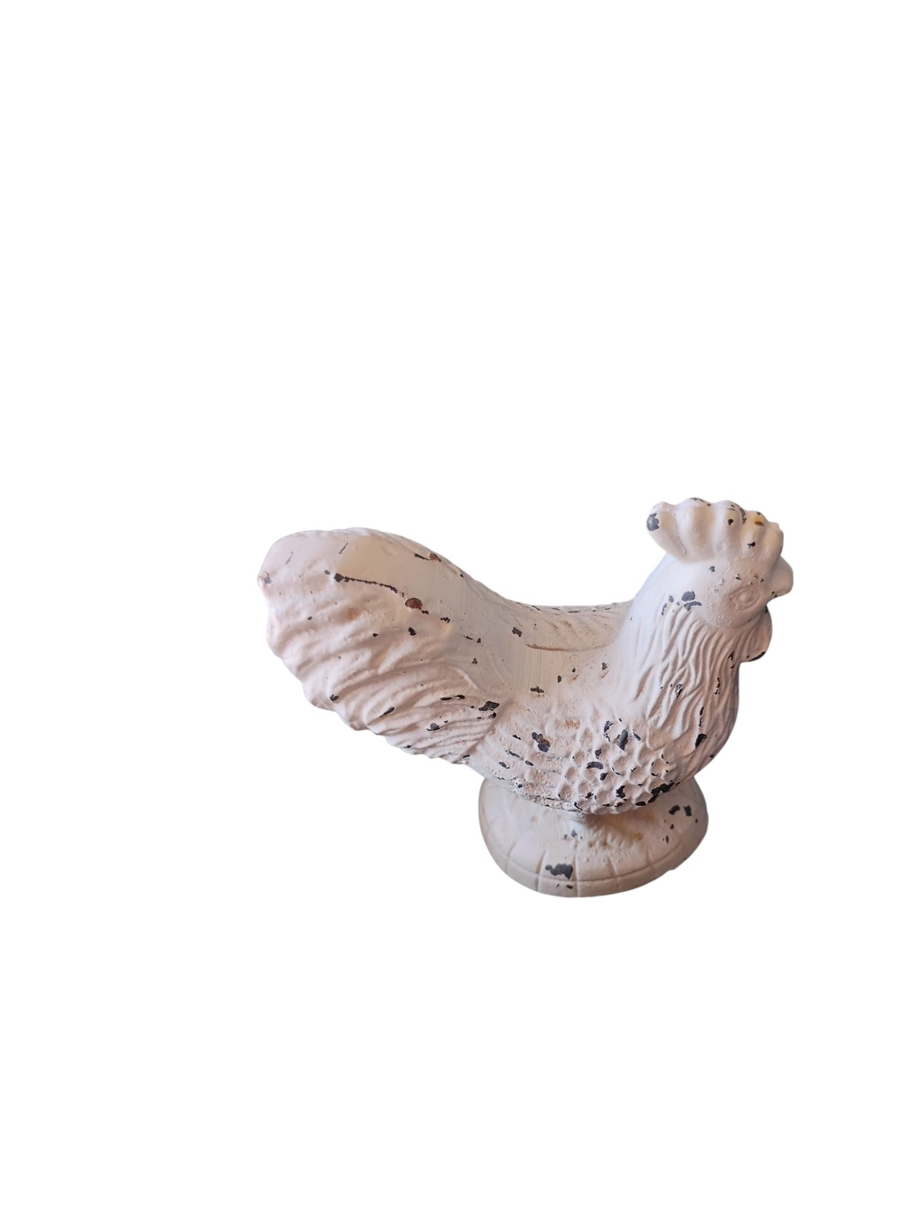 Vintage Decorative White Rooster Figurine - Home Accents Door Stopper Cast Iron